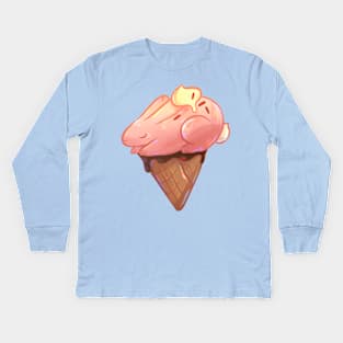 Strawberry Bunny Cone Kids Long Sleeve T-Shirt